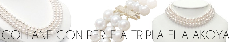 Collane di perle coltivate Akoya a tre fili di qualità AA+ e AAA